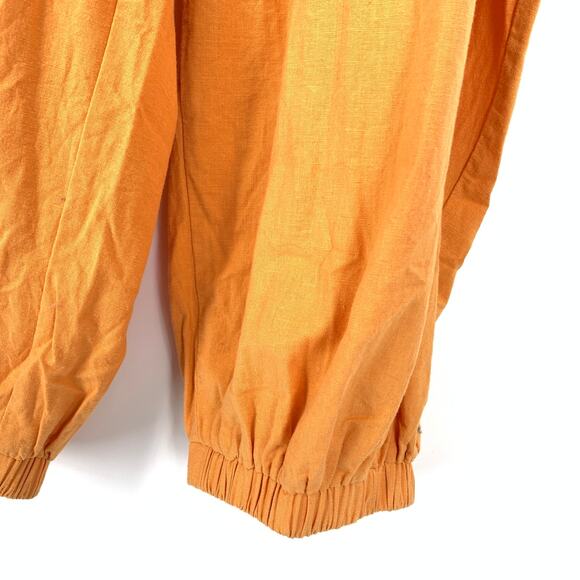 Lucy & Yak Larson Joggers Rumi Trousers Womens Plus Sz 24 Orange Cotton Linen - Picture 5 of 8